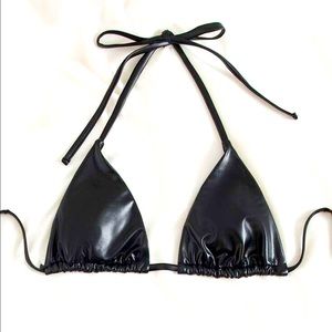 Black leather swim top